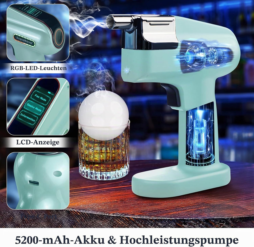 cocktailmaschine mit 5 Aroma Pods, essbarer Blase, Cocktail Bubble Smoke Gun, Whiskey Smoker Kit, pe