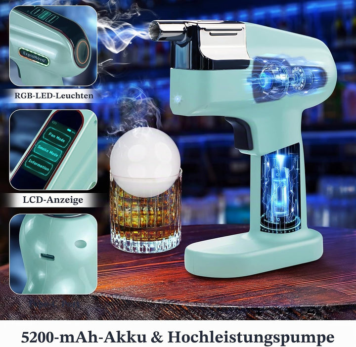 cocktailmaschine mit 5 Aroma Pods, essbarer Blase, Cocktail Bubble Smoke Gun, Whiskey Smoker Kit, pe
