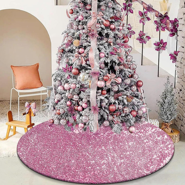 Weihnachtsbaum Decke Rosa,122 cm Pink Weihnachtsbaum Rock Rund, Tannenbaum Decke mit Doppellagigen P