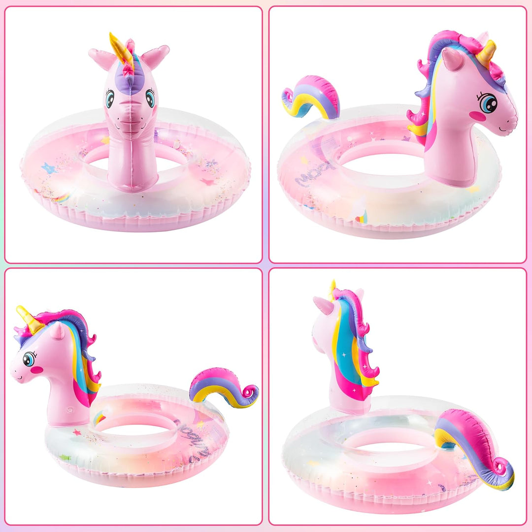 GROBRO7 Gradient Aufblasbarer Pool Float - Rosa Einhorn Glitzern Pool Float mit Schwanz, Riesiger Po