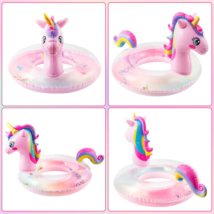 GROBRO7 Gradient Aufblasbarer Pool Float - Rosa Einhorn Glitzern Pool Float mit Schwanz, Riesiger Po