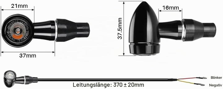 Universal Led Motorrad Blinker Schwarz Quad ATV Super Optik und Schön Hell Wasserprüf IP67 E Prüfzei
