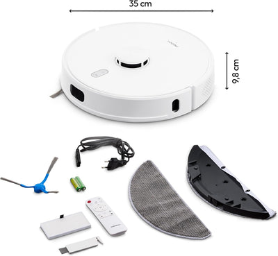 MEDION Saugroboter mit Lasernavigation und Wischfunktion X41 SW (Starke 8000Pa Saugkraft, 2in1 Robot