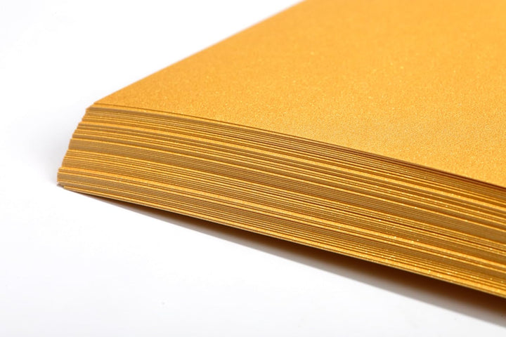 Donindis 50 Blatt DIN A4 Perglanz-Papier Gold-Metallic, Bastelpapier mit Perlmutt-Schimmer, 250 g/m²