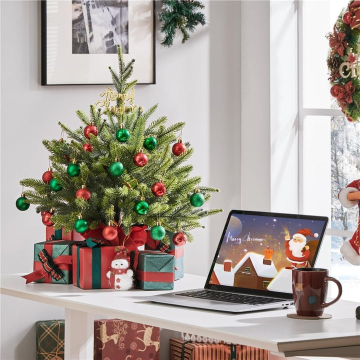Yaheetech 61cm Mini künstlicher Weihnachtsbaum mit 62 Spitzen &amp; Zementbasis, Mini Tischplatte Tannen