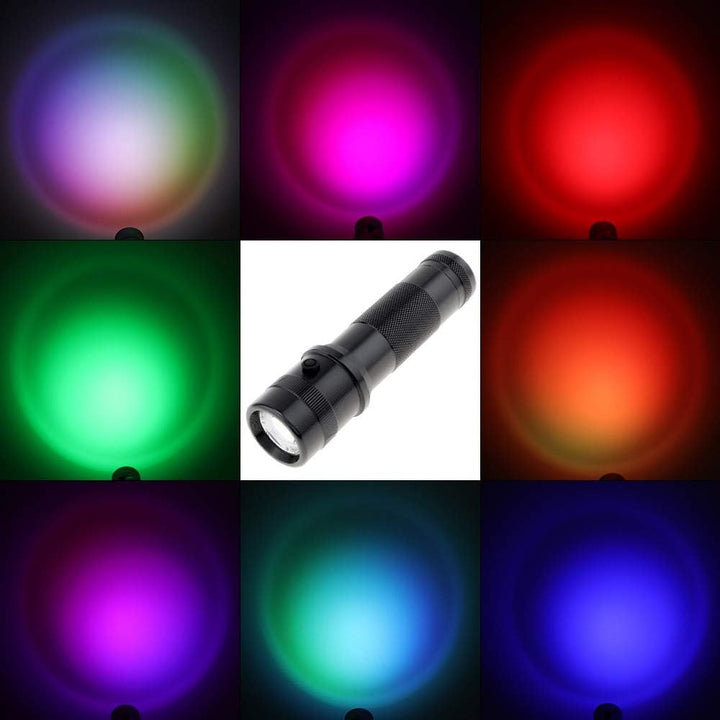 SecurityIng 10 Farbe in 1 LED -Taschenlampe, RGB Farbwechseln Sie Aluminiumlegierung mehrfarbiger LE