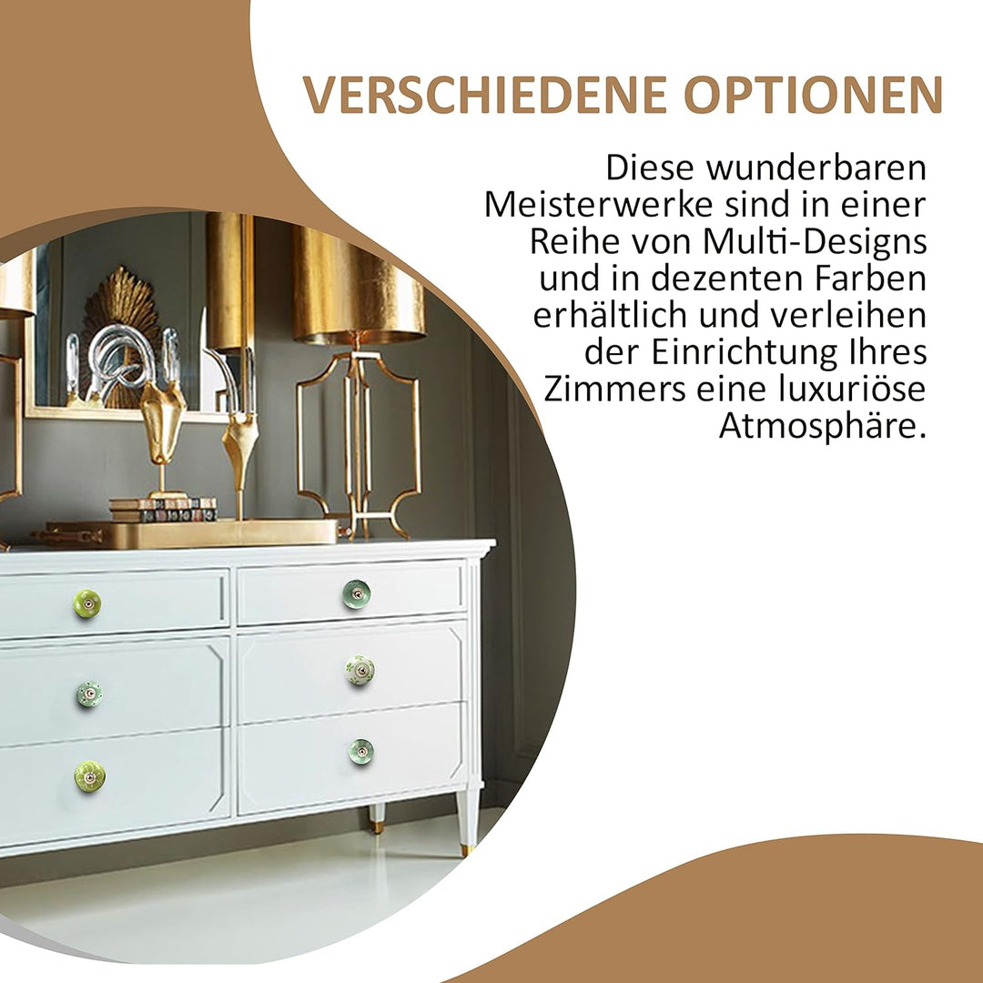The Boho Street Hochwertige Keramik-Türgriffe - Verschiedene 20 Keramikknöpfe in Grün und Weiss, gem