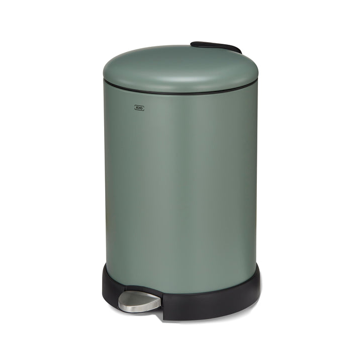 KHG Mülleimer 20 L Grün mit Softclose-Deckel & Tretfunktion - Pulverbeschichteter Metall-Abfalleimer
