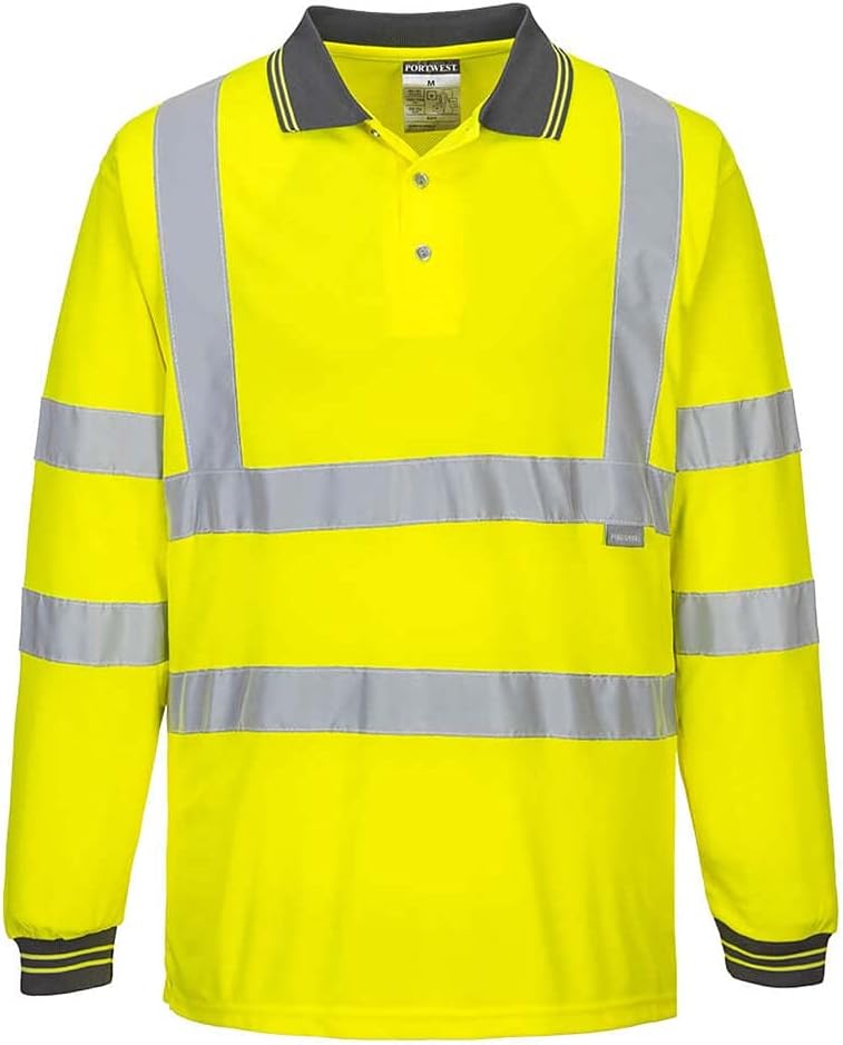 Portwest Langarm Warnschutz Polo Shirt, Grösse: S, Farbe: Gelb, S277YERS S Gelb (Yellow), S Gelb (Ye