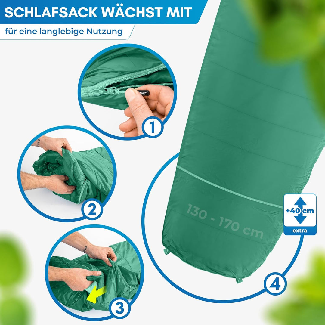 NORDMUT® Schlafsack Kinder mitwachsend für zuverlässigen Kälteschutz – Kinderschlafsack aus schadsto