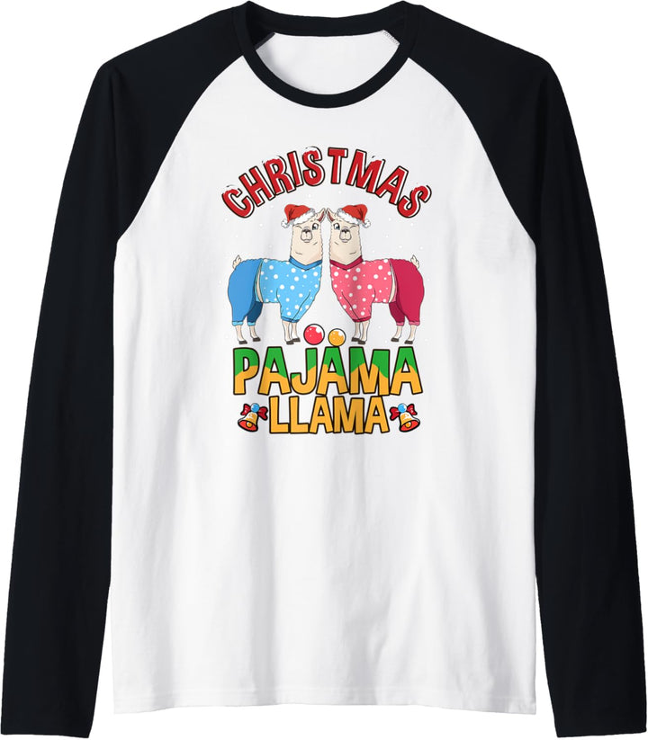 Kids Pajamas for Girls Top Pajama Gift Funny Sleeping Llama Raglan