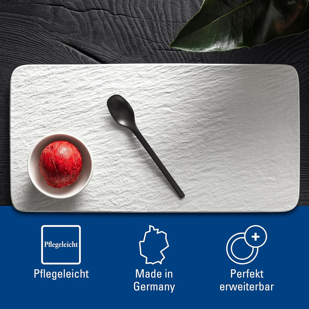 Villeroy und Boch - Manufacture Rock blanc Servierplatte rechteckig, weisse Präsentationsplatte für