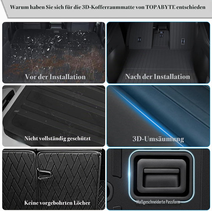 TOPABYTE Kofferraummatte für Tesla Model Y Juniper 2025–2026 Launch Edition Zubehör Rücksitzlehnenbe