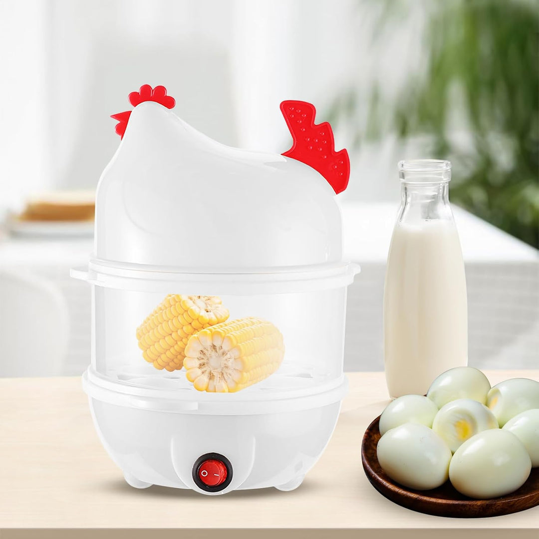 Eierkocher, mit 2 Einsätzen, Grosser Hühner-Design Eierkocher Für Frühstück Mittagessen Abendessen K