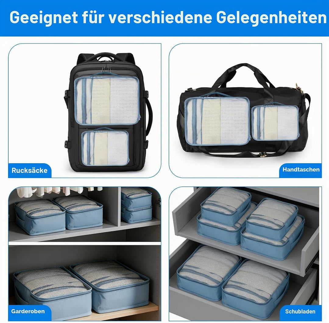 2 Large &amp; 2 Medium &amp; 2 Small Packing Cubes - Mischgrössen Koffer Organizer– Packwürfel von klein bis