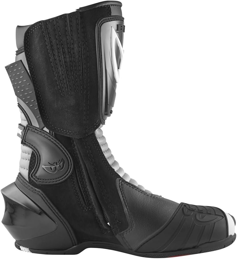 Berik Race-X EVO Motorradstiefel 45 EU Schwarz Weiss Grau, 45 EU Schwarz Weiß Grau