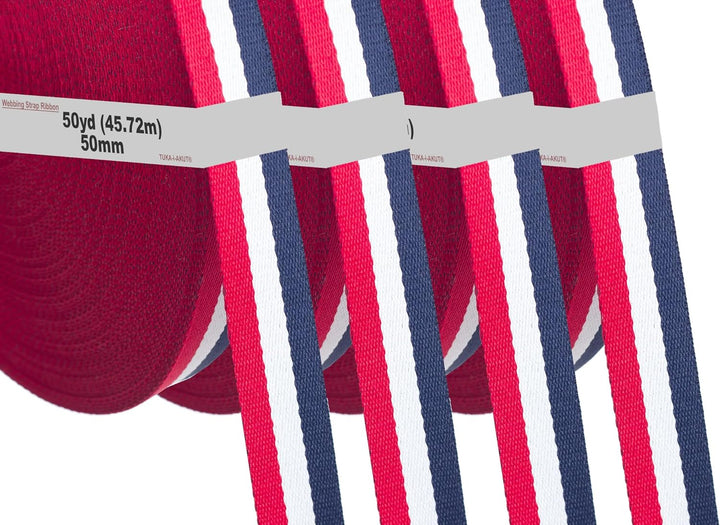 182 Meter x 50mm Polyester - 1,3mm Stark - Mehrfarbiges Gurtband aus Polyester - 182 Meter (200YD=4x