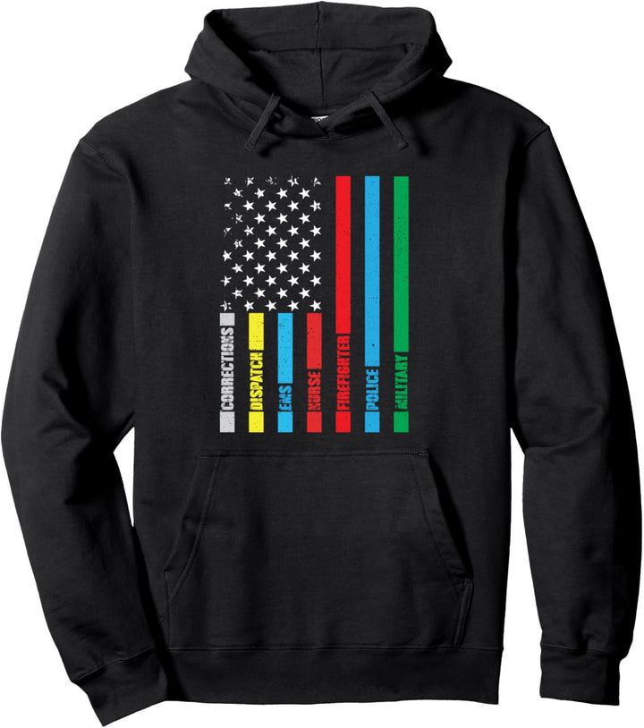 Ersthelfer Amerikanische Flagge Patriotische Notdienste Pullover Hoodie