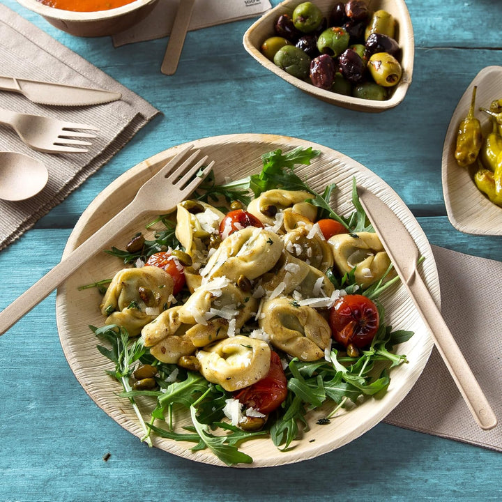 BIOZOYG Einwegteller 100 Stück Ø 15 cm Palmblatt-Teller - Einweggeschirr kompostierbar - hochwertige