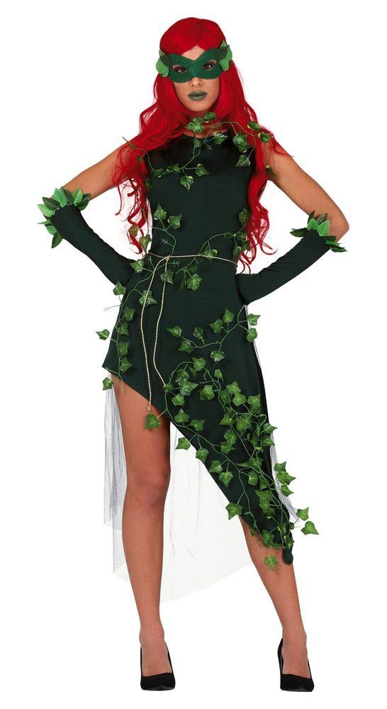 shoperama Poison Ivy Damen Kostüm Kleid Pflanzen-Schurkin Waldfee Eva Efeu, M
