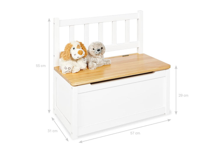 PINOLINO Kindertruhenbank Fenna, aus massivem Holz, mit Klappendämpfer, Sitzhöhe 29 cm, für Kinder a