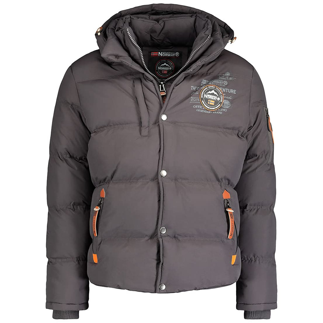 Geographical Norway Herren Winterjacke mit Kapuze Full Zip gefüttert Wind- und Kälteabweisend schnel