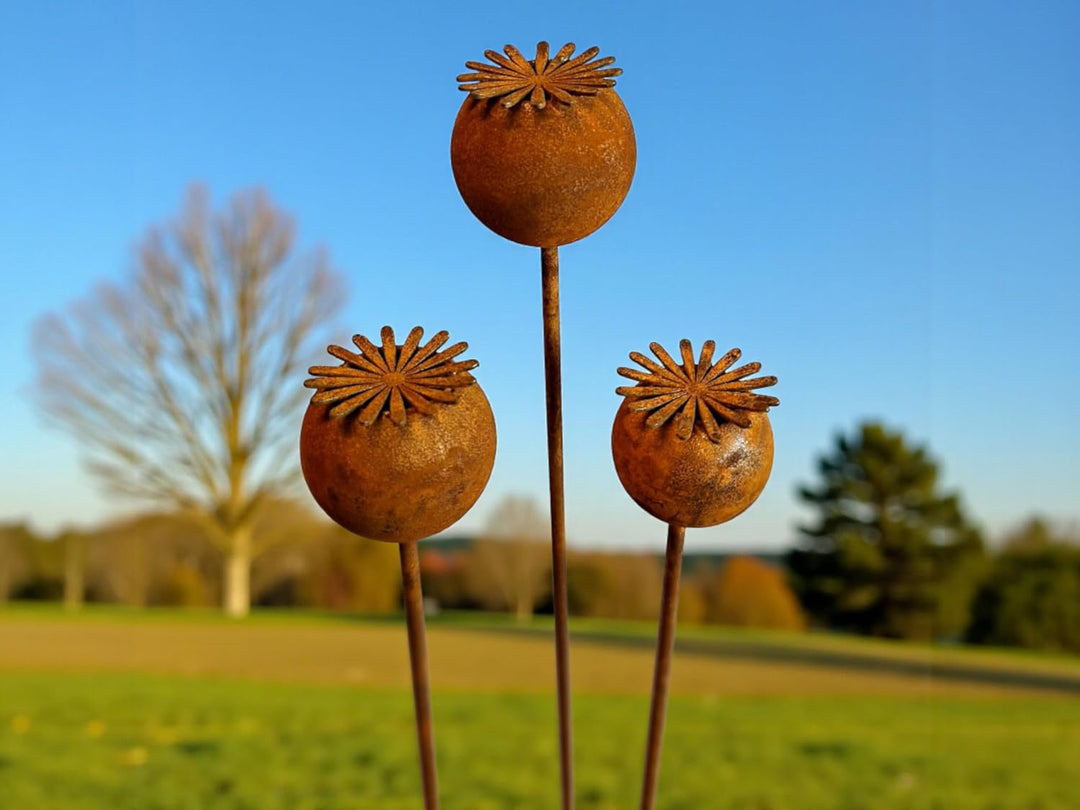 3er Set Gartenstecker Sonnenhut Metall Rost Gartendeko Edelrost Rankstab Beetstecker Topfstecker Nat