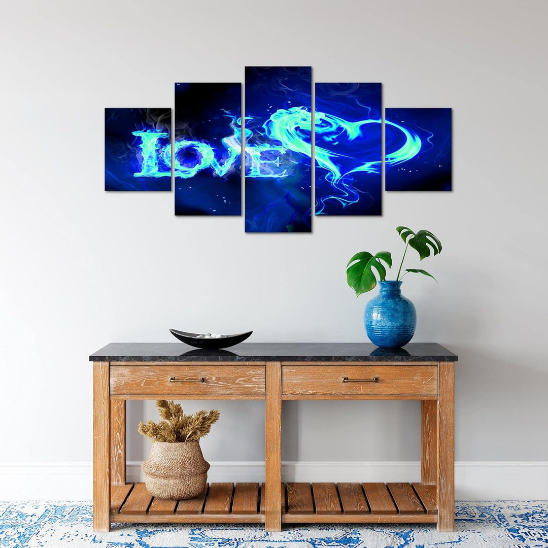 Runa Art Wandbilder Abstrakt Feuer Love 5 Teilig Bild auf Vlies Leinwand Deko Wohnzimmer Schlafzimme