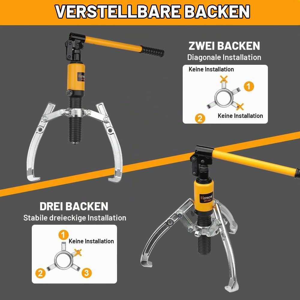 Hoteche 5TON hydraulischer Abzieher - Abzieher Set für professionelle Anwendungen in Schwarz (50-200