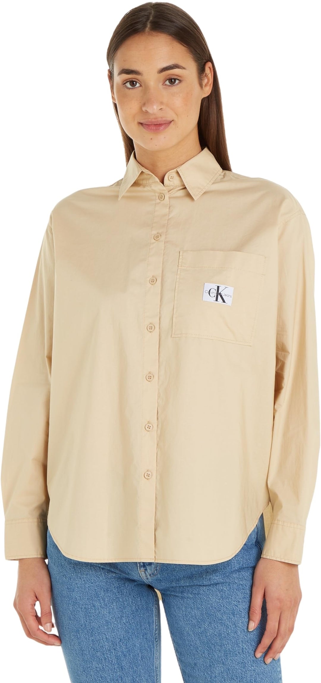 Calvin Klein Damen Gewebte Oberteile, Beige (Warm Sand)
