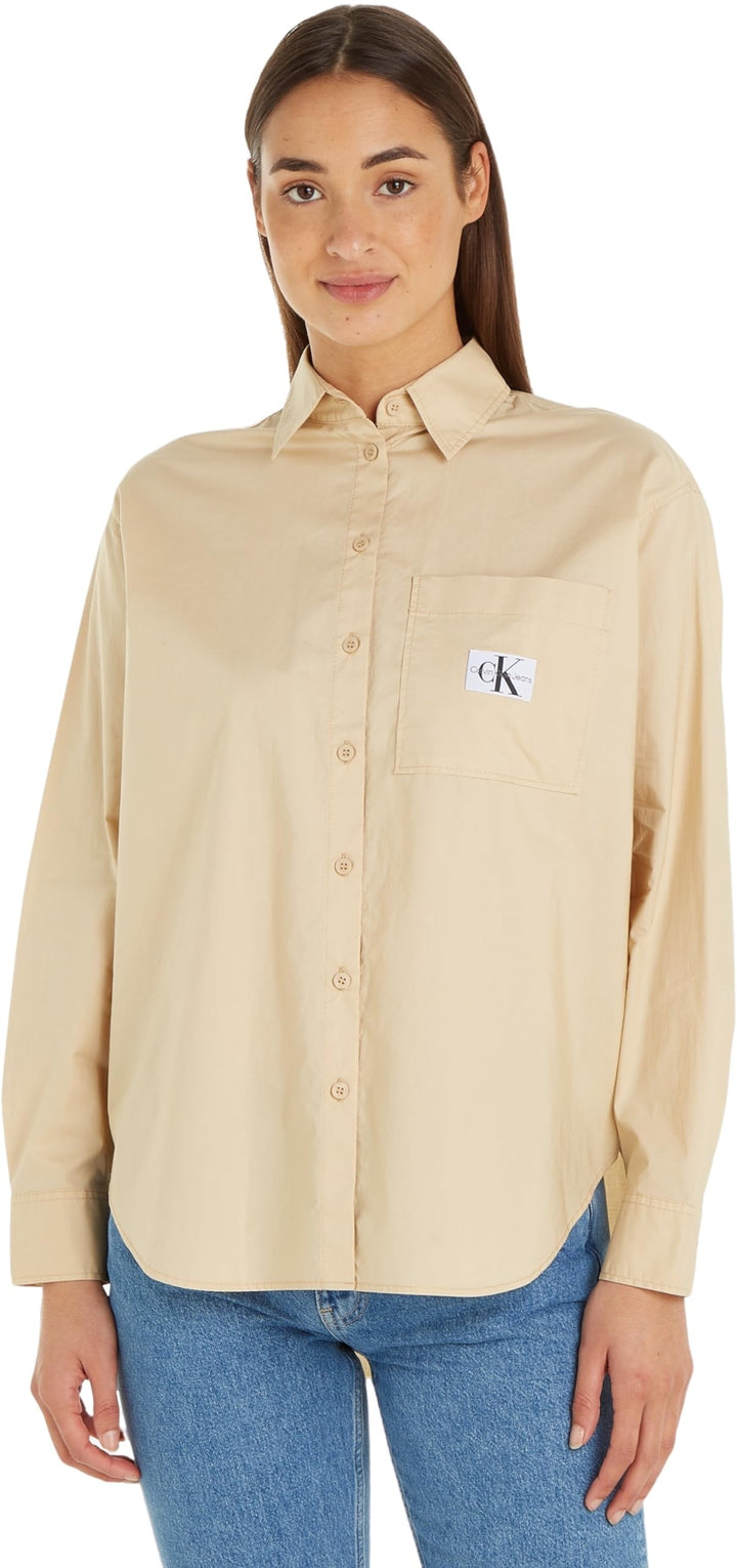 Calvin Klein Damen Gewebte Oberteile, Beige (Warm Sand)