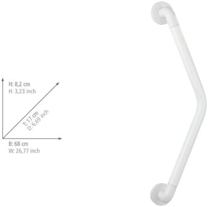 WENKO Wandhaltegriff Secura 37 x 37 cm Weiss - Bad-Sicherheitsgriff für Badewanne oder WC mit 135°-W