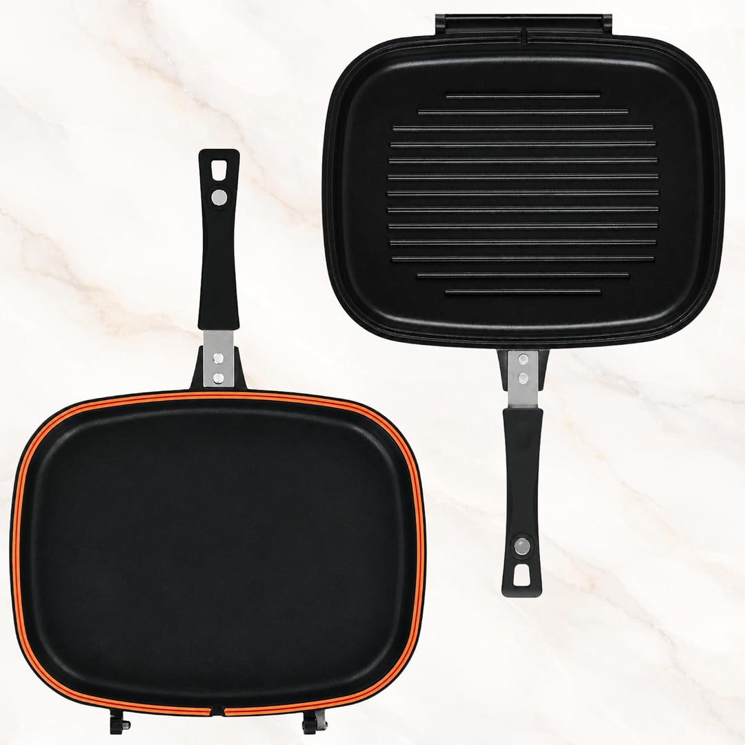 Stone&amp;Stone Doppelseitige Grillpfannen 32 cm, steinbeschichtete Antihaftpfannen Deutsche Qualität Gr