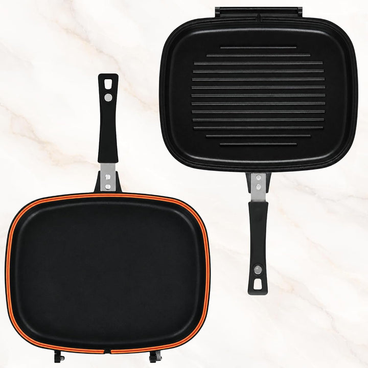 Stone&amp;Stone Doppelseitige Grillpfannen 32 cm, steinbeschichtete Antihaftpfannen Deutsche Qualität Gr