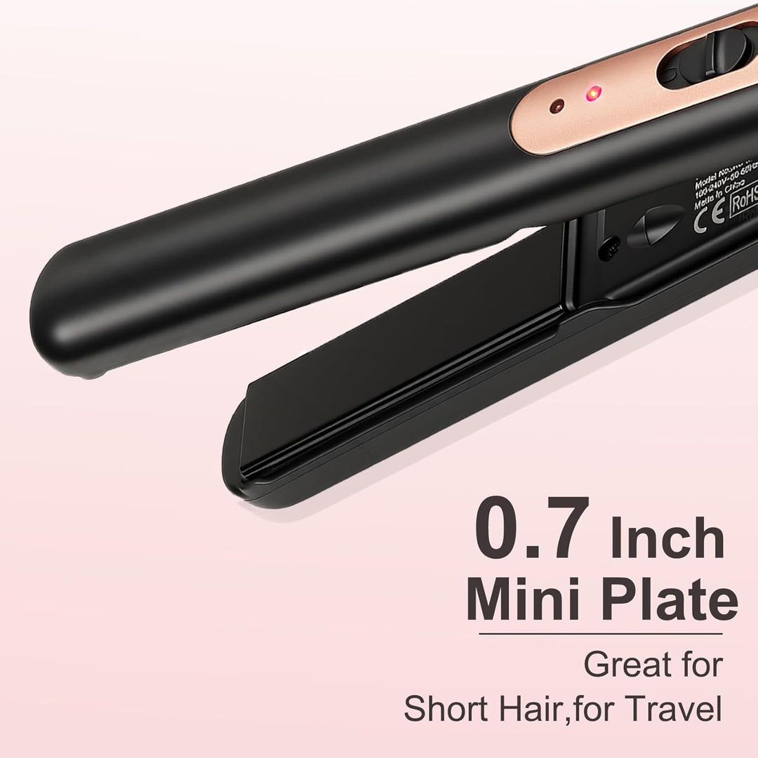 JAETON Mini Glätteisen für kurzes Haar, Mini-Haarglätter Tragbarer Reise Spannungsversorgung, Kerami