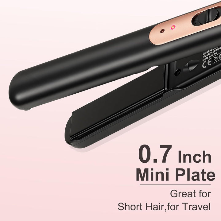 JAETON Mini Glätteisen für kurzes Haar, Mini-Haarglätter Tragbarer Reise Spannungsversorgung, Kerami