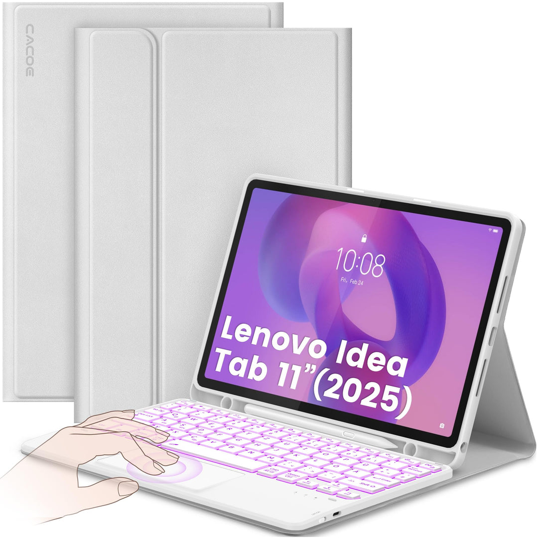 CACOE Tastatur Hülle für Lenovo Idea Tab 2025 11 Zoll (TB-336ZU TB-336FU) mit Touchpad, 7-Farbige Hi