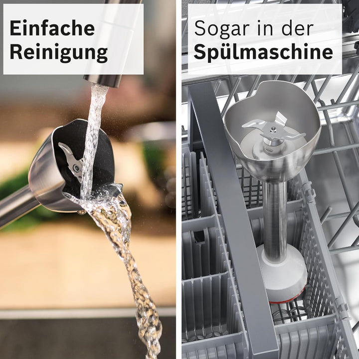Bosch Stabmixer ErgoMaster Serie 4, einhändig bedienbar, 4 Edelstahl-Klingen, verschleissfreie Keram