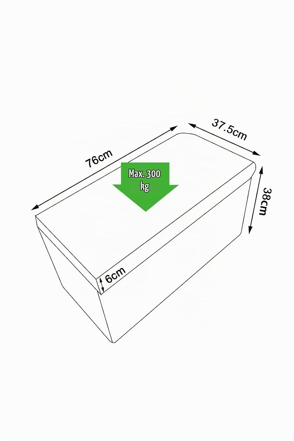 dibea Sitzhocker faltbar max 300 kg Leinen, 76x38x38 cm grau, 76x38x38 cm Grau