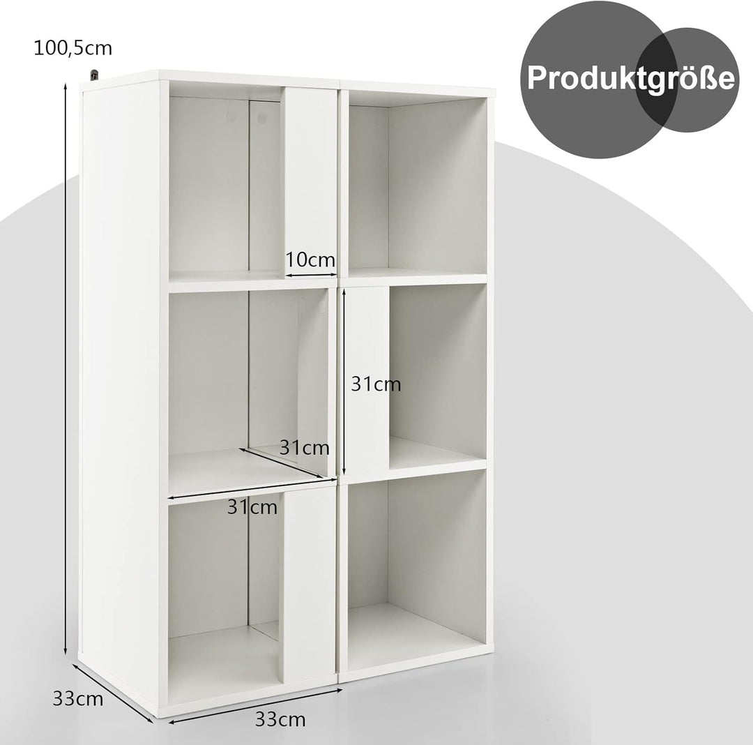 COSTWAY 2er Set Bücherregal aus Holz, Standregal mit 3 Ebenen, Büroregal, Aufbewahrungsregal, Aktenr