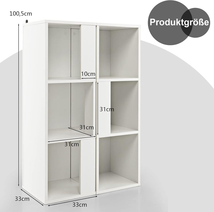 COSTWAY 2er Set Bücherregal aus Holz, Standregal mit 3 Ebenen, Büroregal, Aufbewahrungsregal, Aktenr