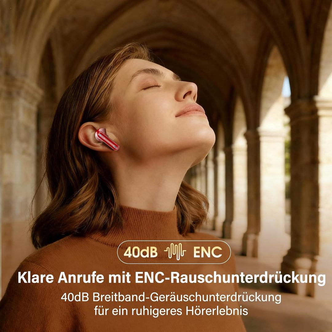 Bluetooth Kopfhörer, Kopfhörer Kabellos Bluetooth 5.4, Hi-Fi Sound in-Ear-Kopfhörer mit ENC Noise Ca
