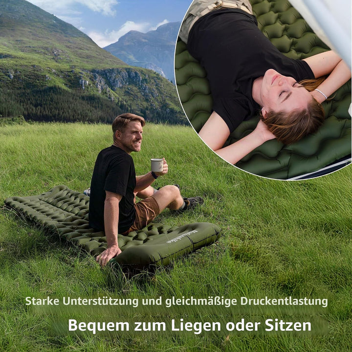 Naturehike Isomatte Camping, Ultraleicht Camping Luftmatratze mit Luftpumpe, 9.5cm Dick Matratze ist