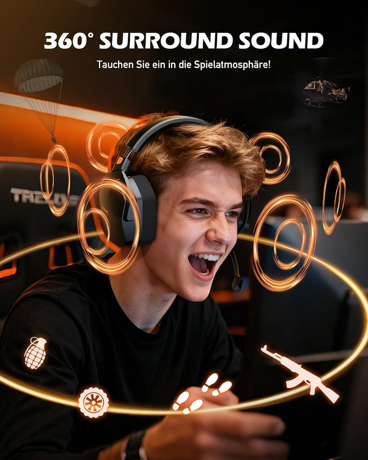 NUBWO G06 Wireless Gaming Headset für PS5, PS4, PC, Rauschunterdrückung über Ohr-Gaming-Kopfhörer mi