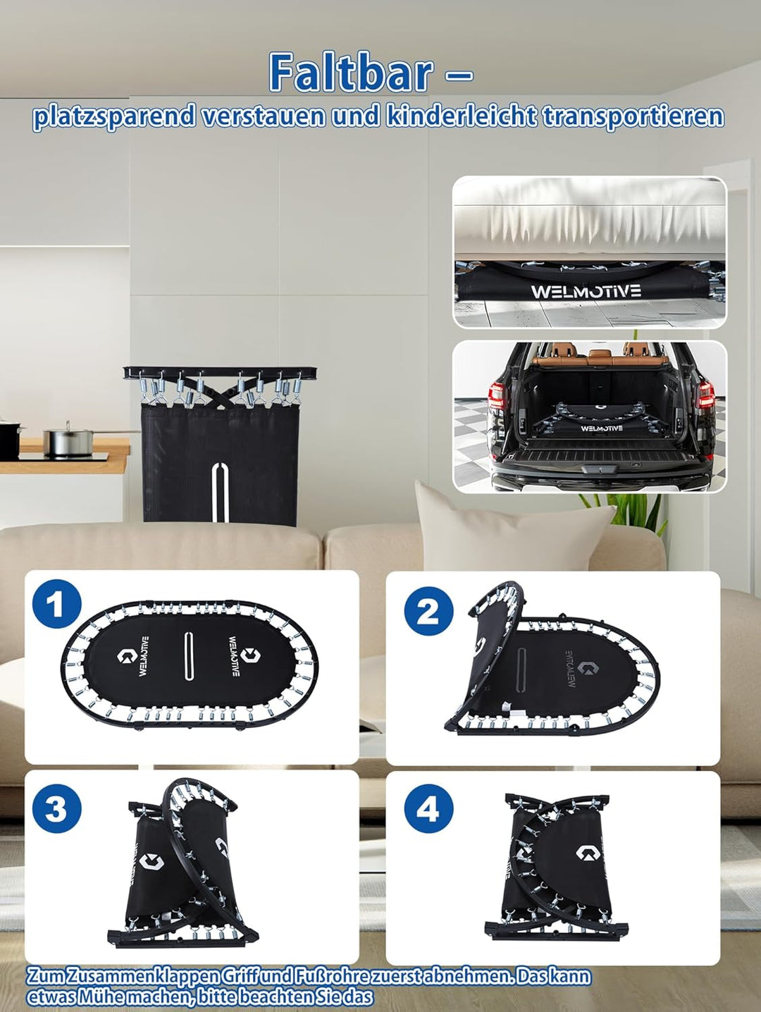 Ovales Indoor Trampolin für 2 Personen geräuscharm belastbar bis 150kg Ideal für Kinder &amp; Erwachsene