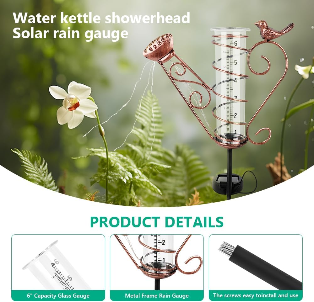 Lotvic Regenmesser für Garten, Regenmesser Frostsicher, Outdoor Regenmesser Glas Regenwassermesser,