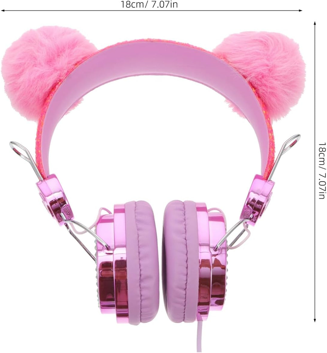 HOMSFOU Junge Mädchen-Headset mit Mikrofon Flauschigem Bommel-Design und Farbenfroher Gestaltung Kom