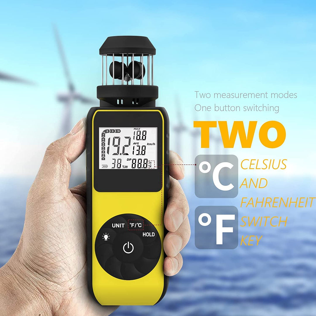 Taschenwindmesser RQ-881M Handwindmesser Update Windmesser mit 360°-Drehung Beliebige Windrichtung z