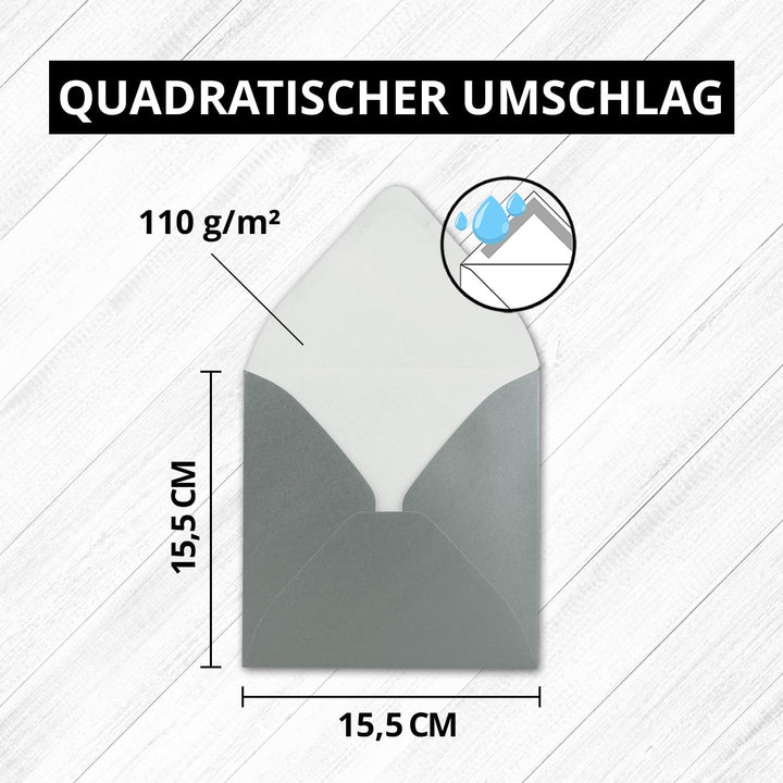 FarbenFroh by GUSTAV NEUSER 50x Quadratisches Falt-Karten Set - 15 x 15 cm - mit Brief-Umschlägen &