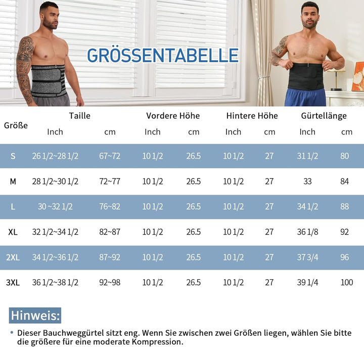 SLIMBELLE Bauchweggürtel Herren Damen Neopren Taillenmieder für Fitnesstraining Bauchweggürtel Figur